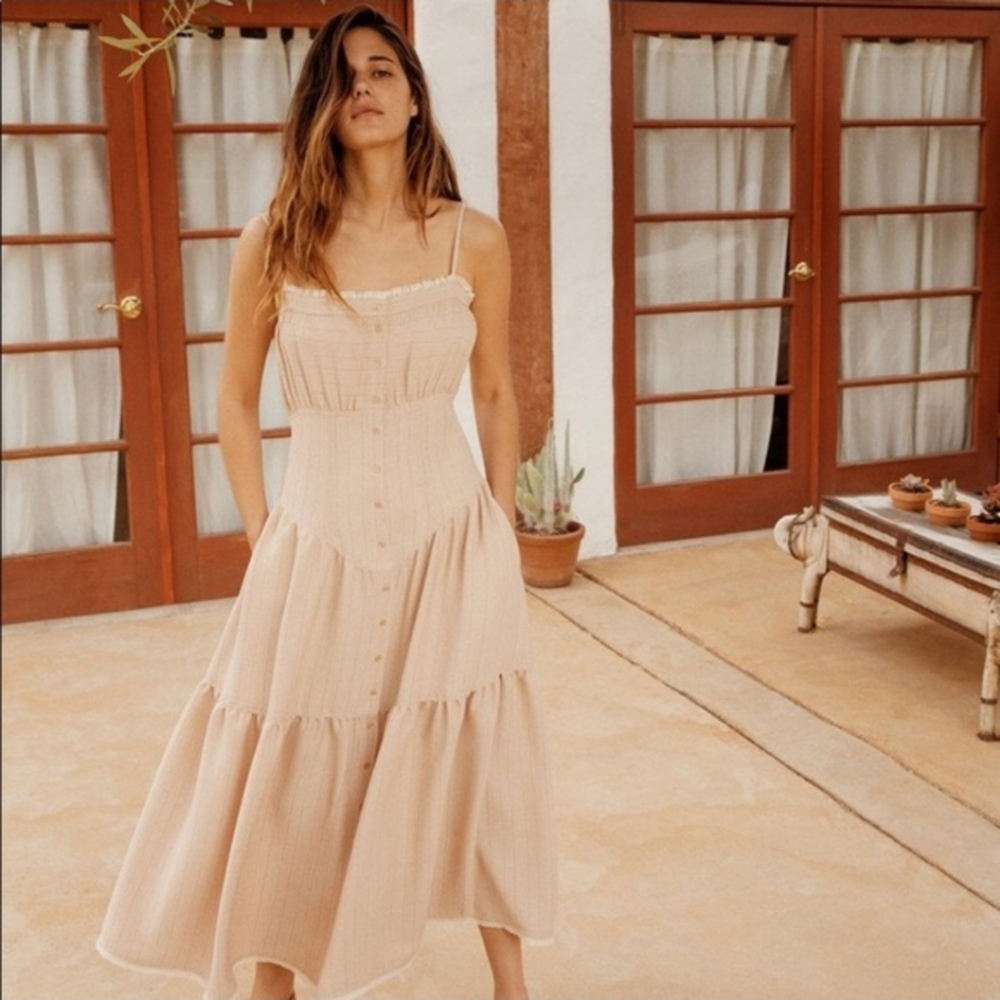 Christy Dawn Beige Maxi Dress